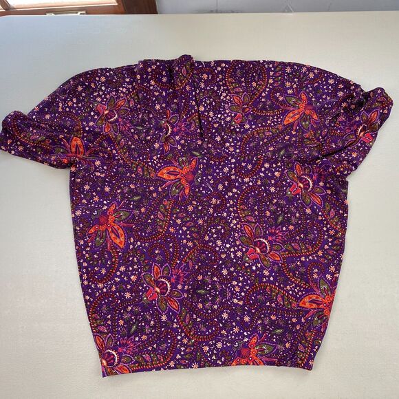 Vintage Y2K Chaps Skirt Womens Extra Small Floral Ruffle Slinky Knit 90s Purple - Picture 3 of 10